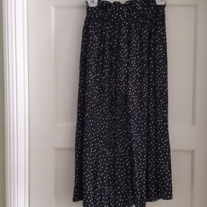Long black and white polka dot skirt